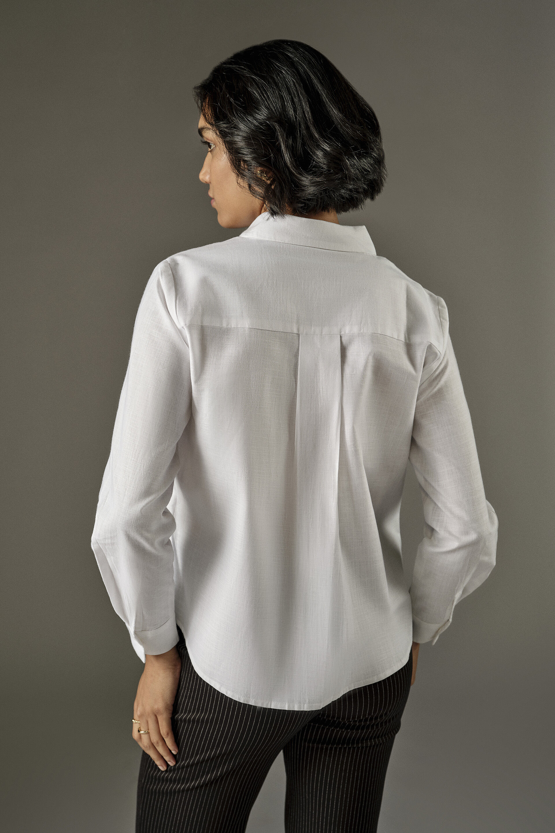 Full Sleeves Cotton Shirt in White, White, image 6